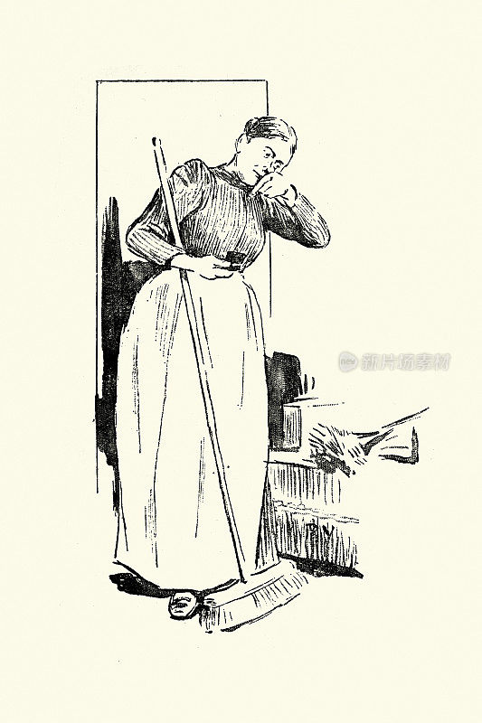 维多利亚时代的清洁女工，家仆，扫帚，家务，杂务，La Femme，巴黎